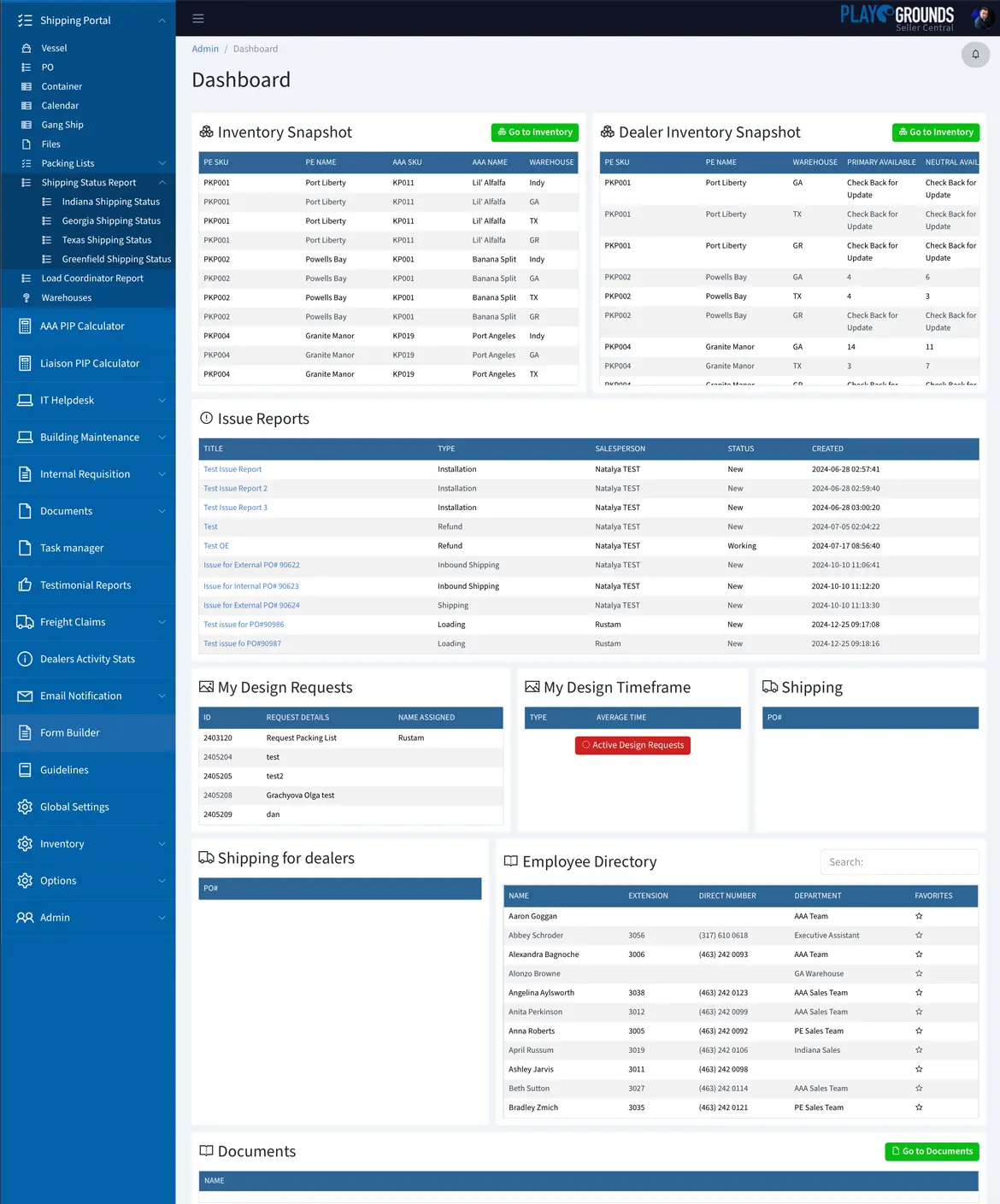 Главная страница сайта Shipping Portal