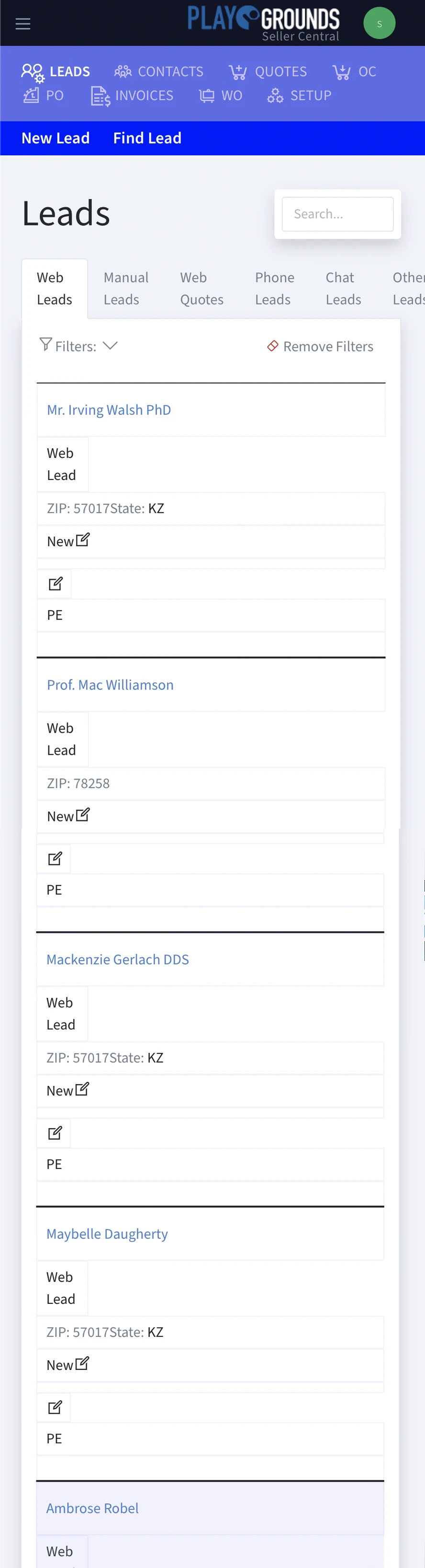 Страница sales Portal