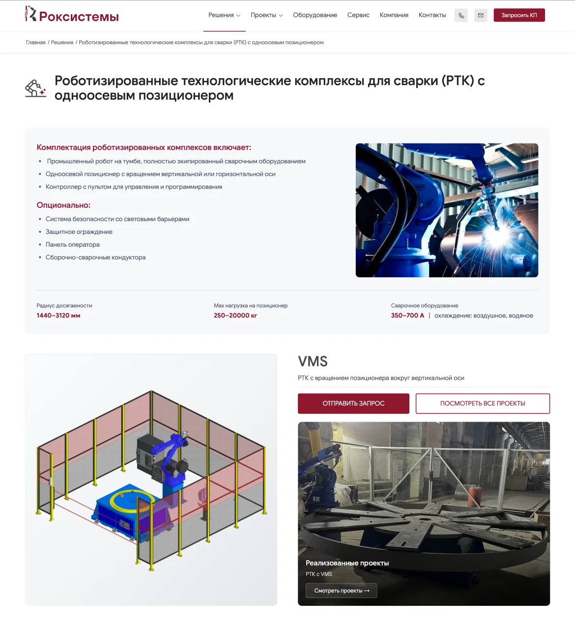 Страница конкретного решения по роботизации